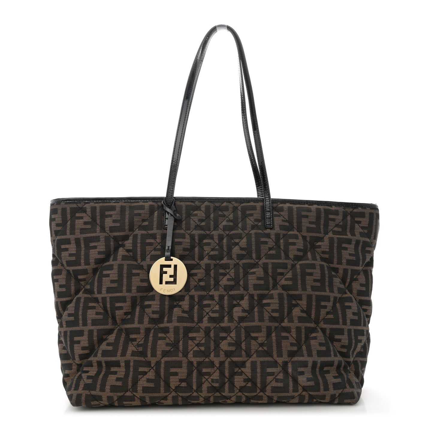 Zucca Quilted Medium Roll Tote Tobacco Black