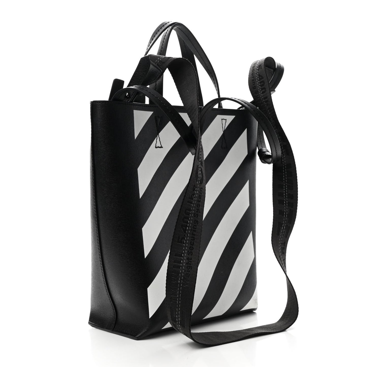 Saffiano Striped Diag Binder Crossbody Black White