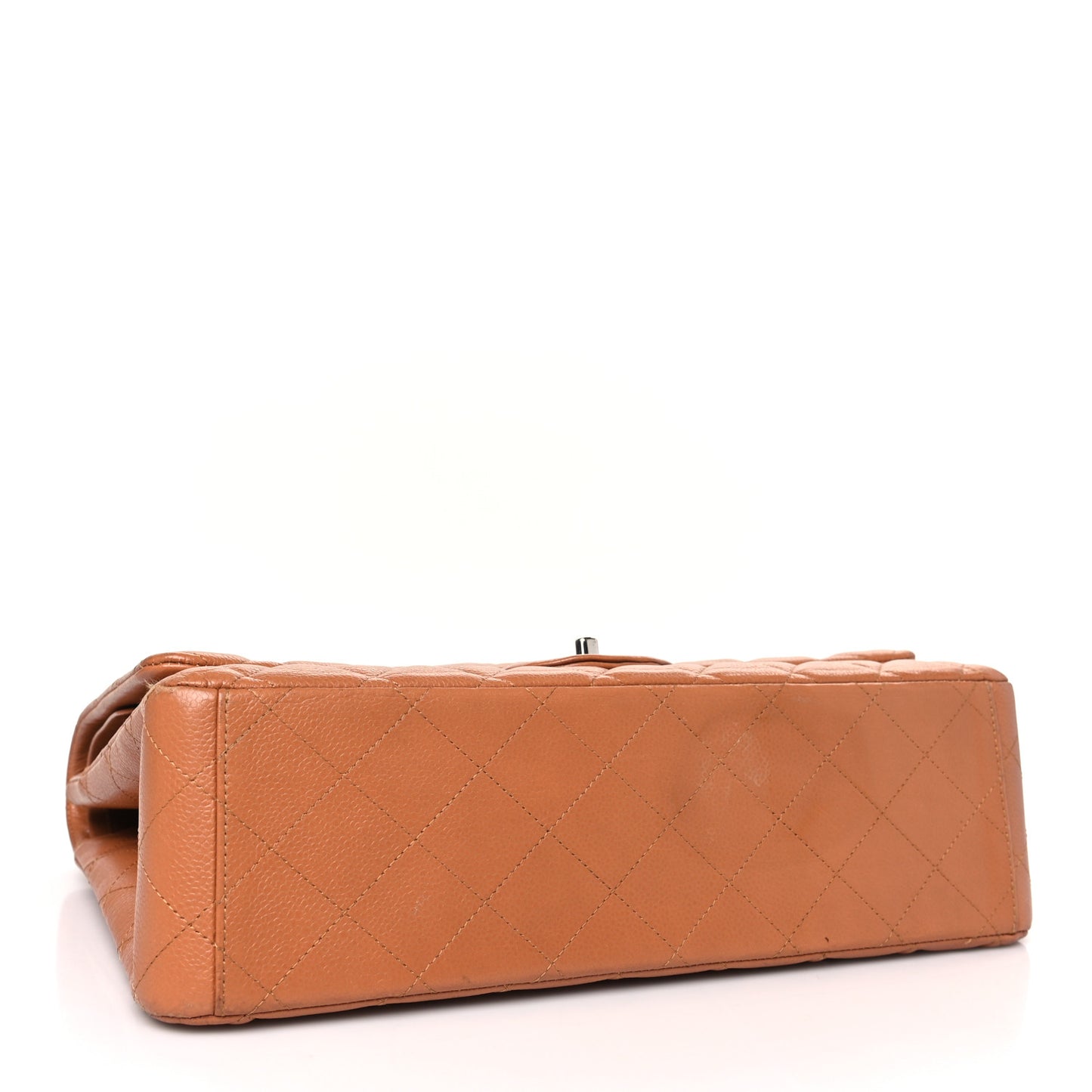 Caviar Quilted Maxi Double Flap Light Brown