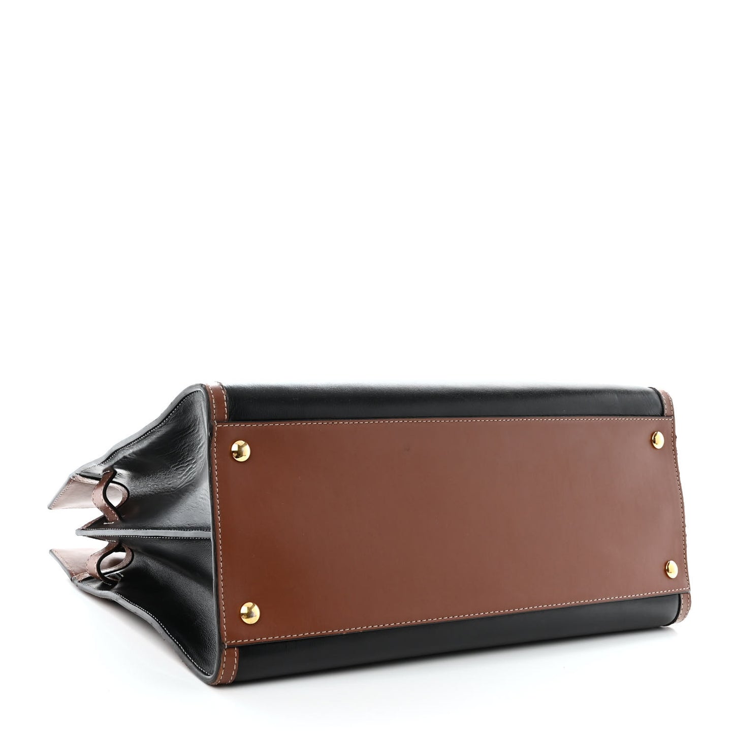Calfskin Vintage Check Medium Two Handle Title Bag Black
