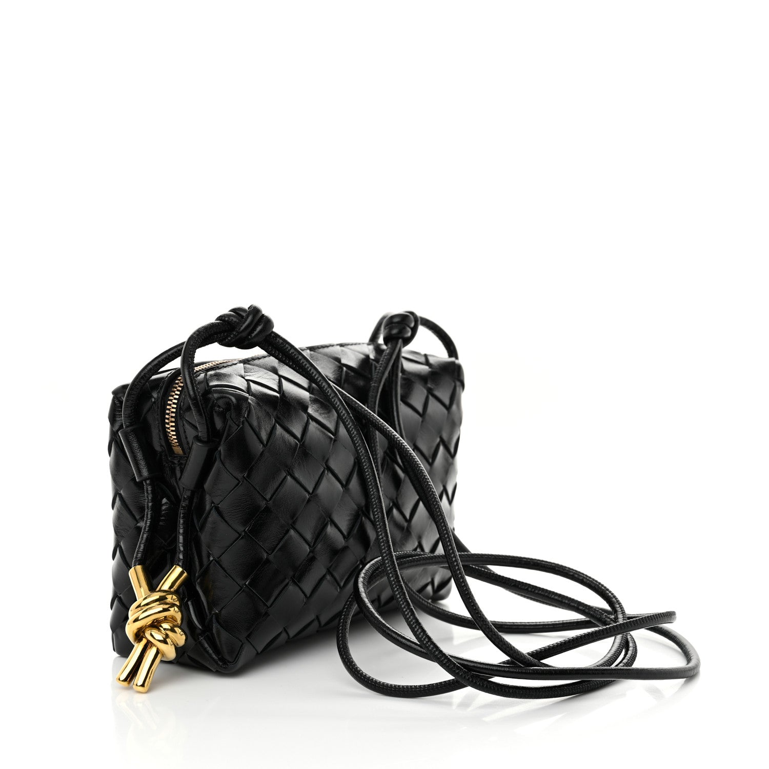 Bottega Veneta Nappa Intrecciato Metallic Knot Mini Loop Camera Bag Black 3 of 9