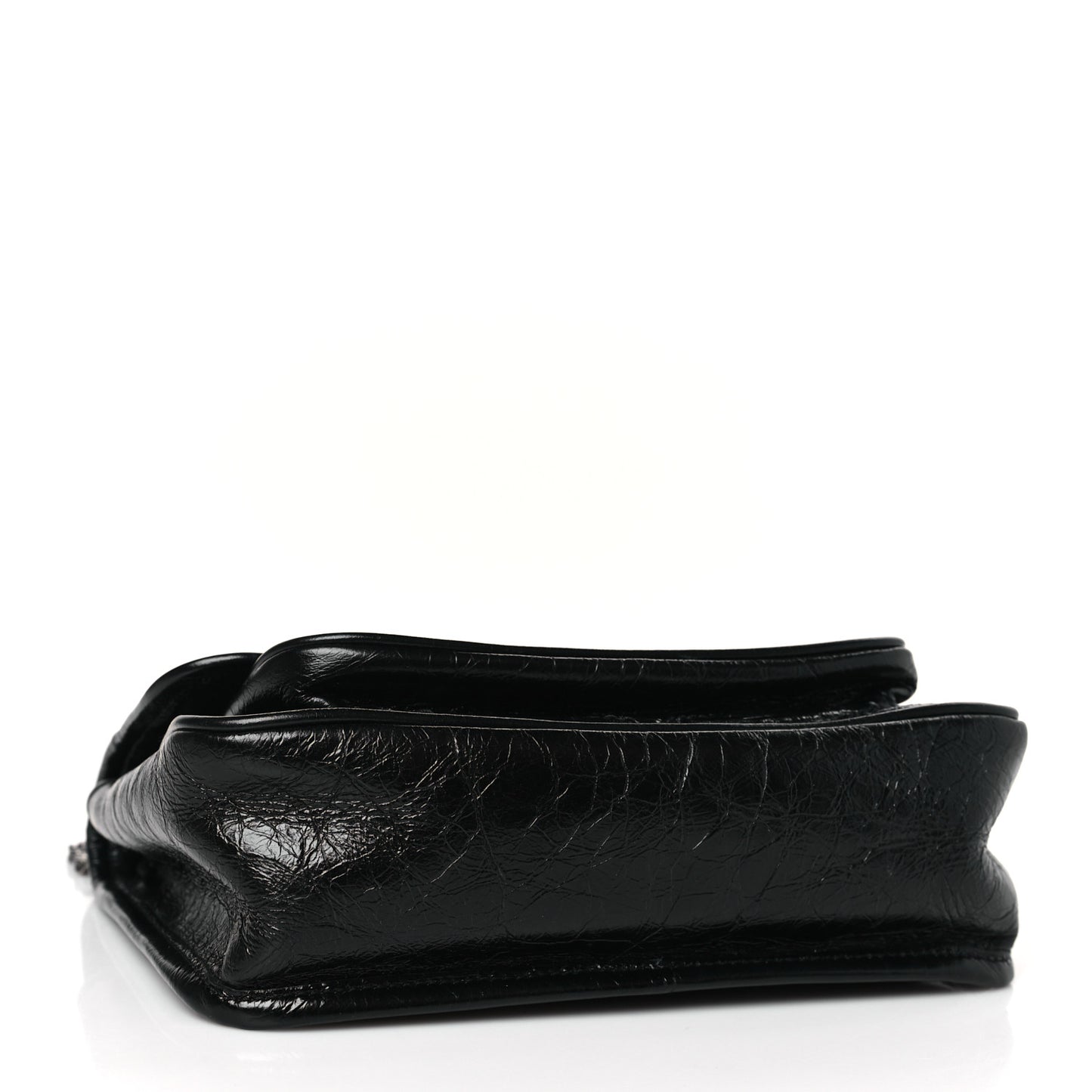 Crinkled Calfskin Matelasse Monogram Baby Niki Chain Satchel Black