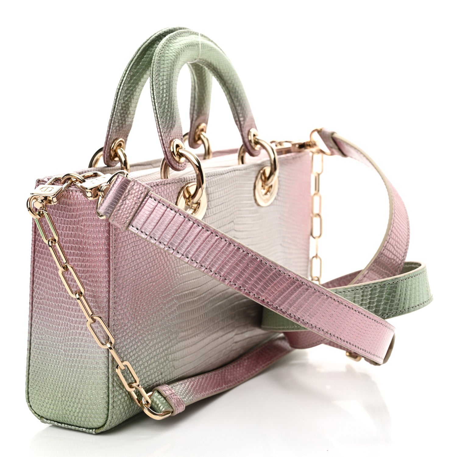 Christian Dior Lizard Gradient Medium Lady D-Joy Light Pink Green 3 of 12
