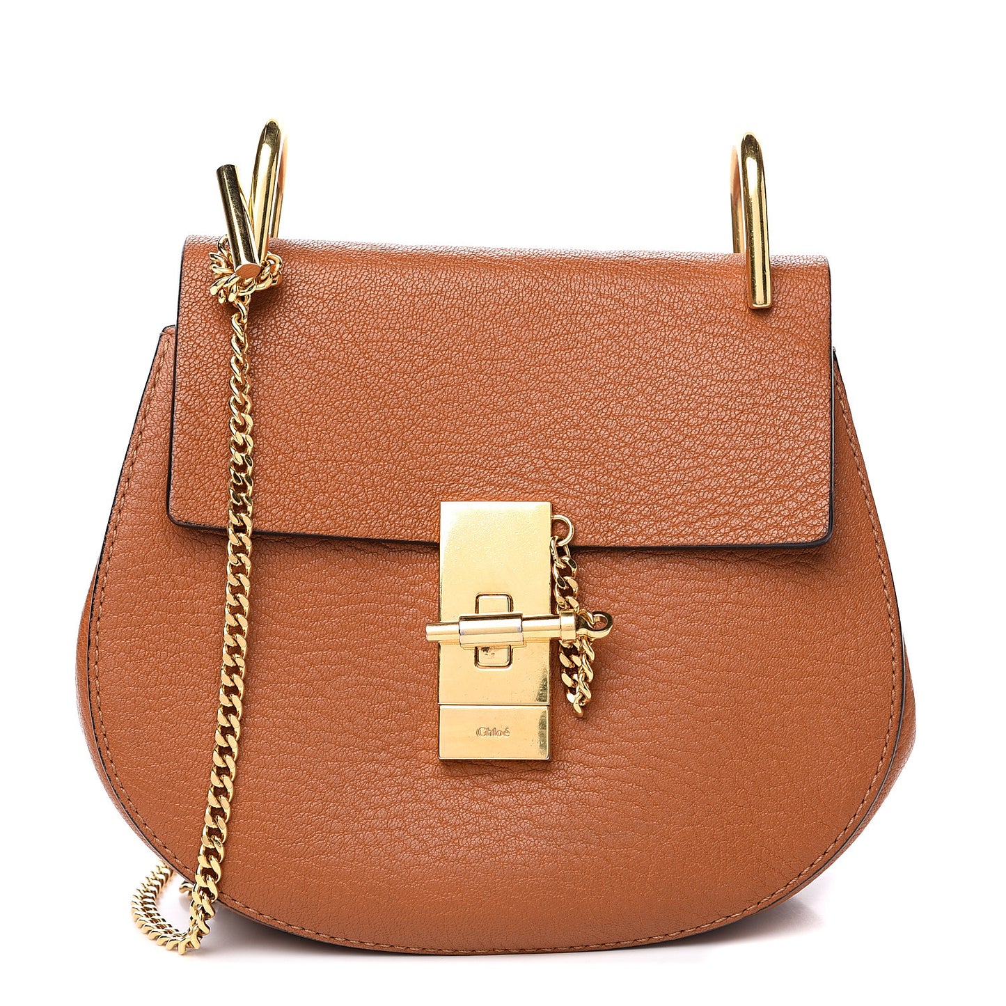 Grained Lambskin Mini Drew Shoulder Bag Caramel