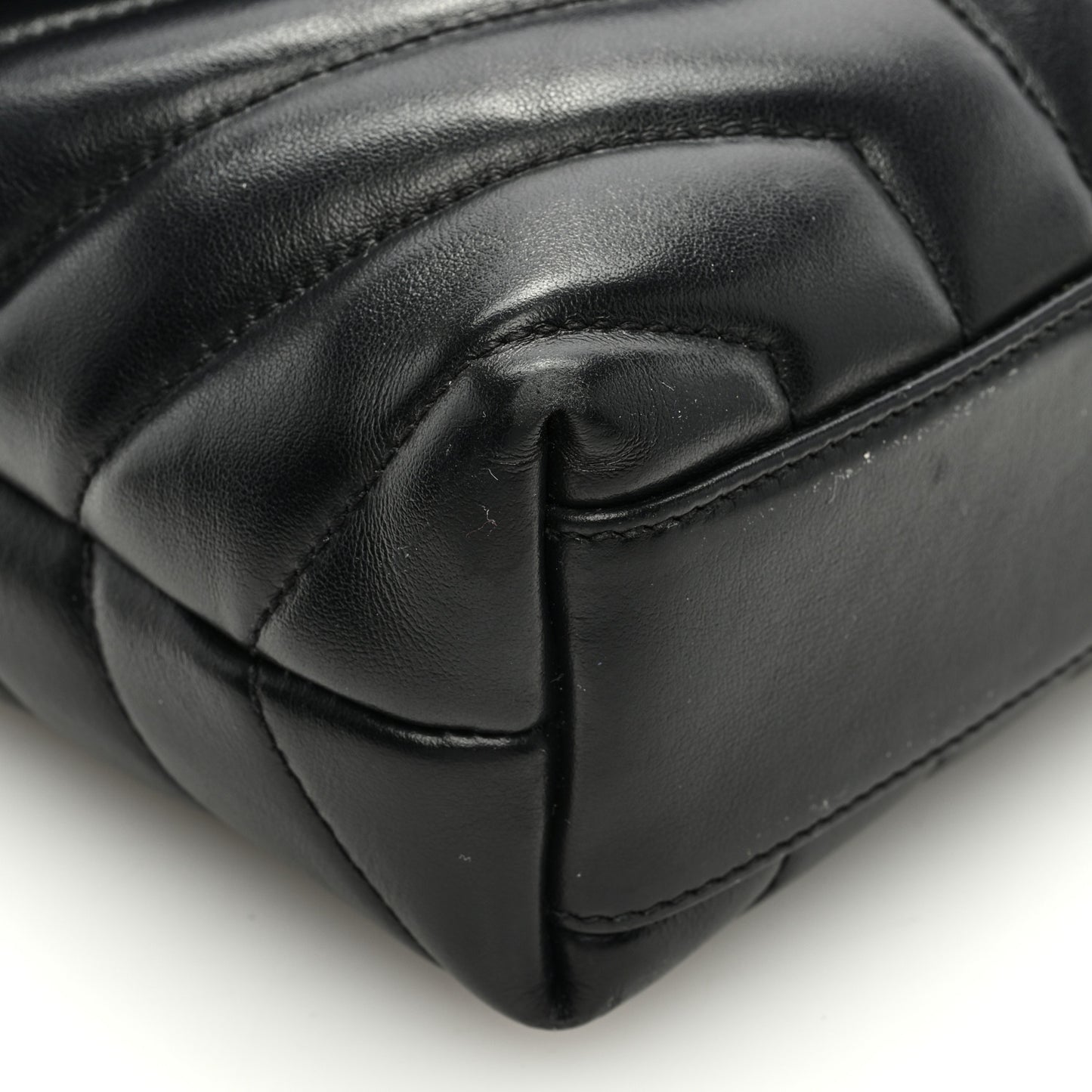 SAINT LAURENT Calfskin Y Quilted Monogram Toy Loulou Crossbody Bag Black