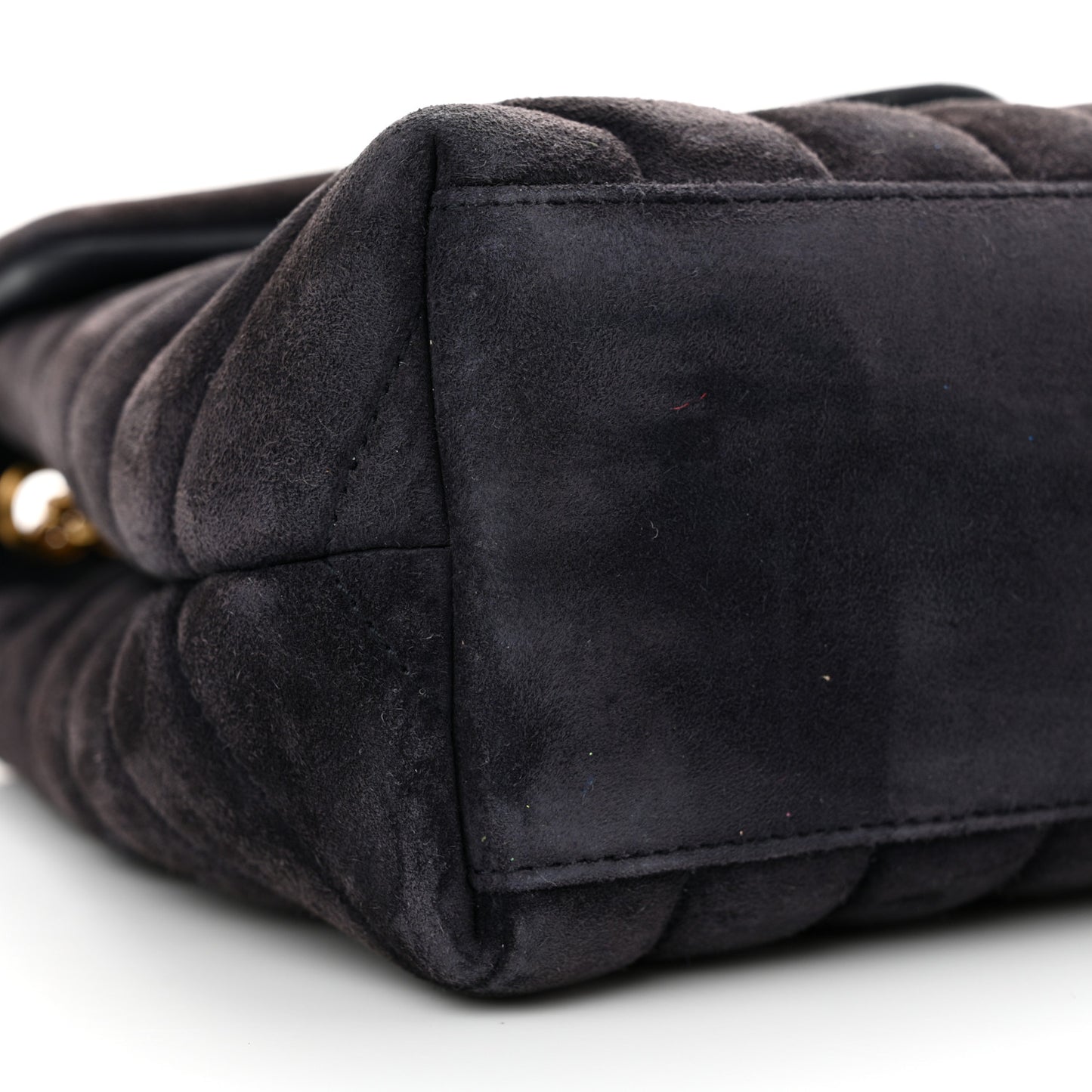 Suede Calfskin Y Quilted Monogram Small Loulou Chain Satchel Deep Marine
