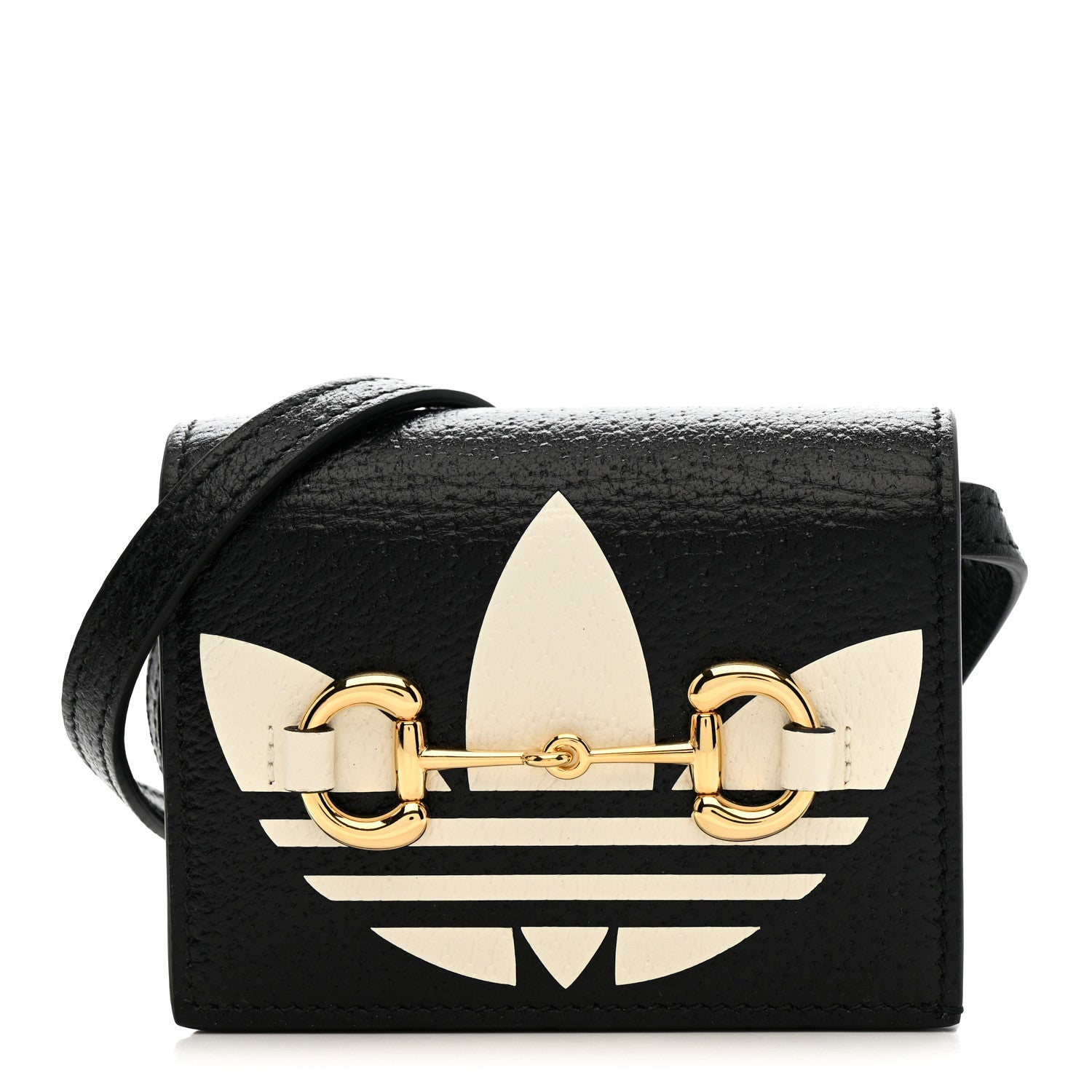 Gucci X ADIDAS Textured Dollar Calfskin Trefoil Horsebit 1955 Card