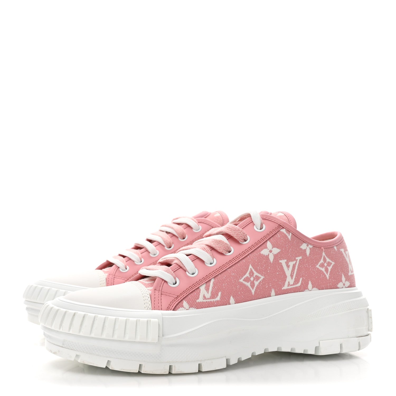 Louis Vuitton Denim Monogram Squad Sneakers 39.5 Pink 3 of 11