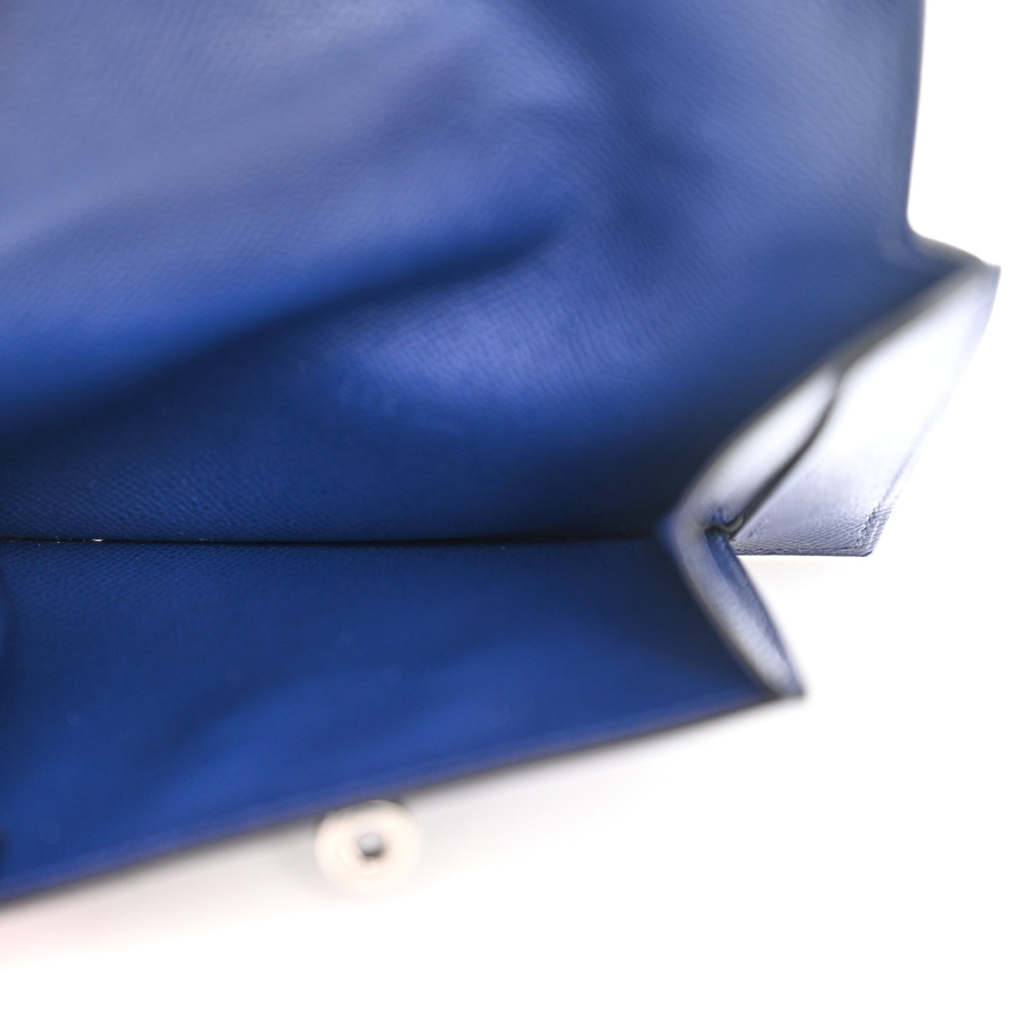 Madame Calfskin Kelly Pocket Compact Wallet Bleu Saphir