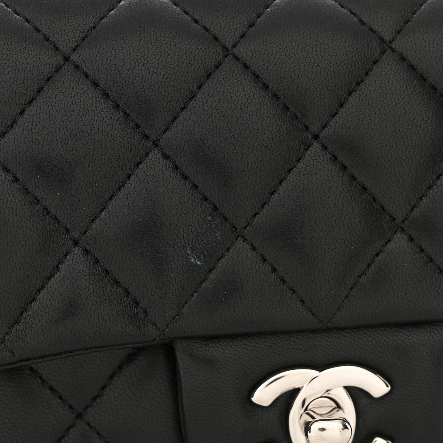 Lambskin Quilted Mini Rectangular Flap Black