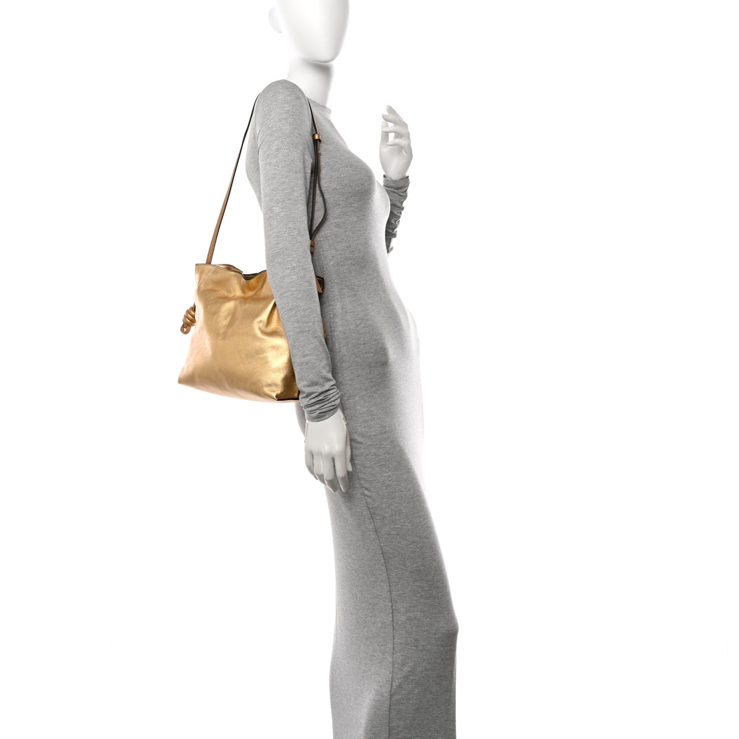 Metallic Lambskin Medium Flamenco Knot Gold