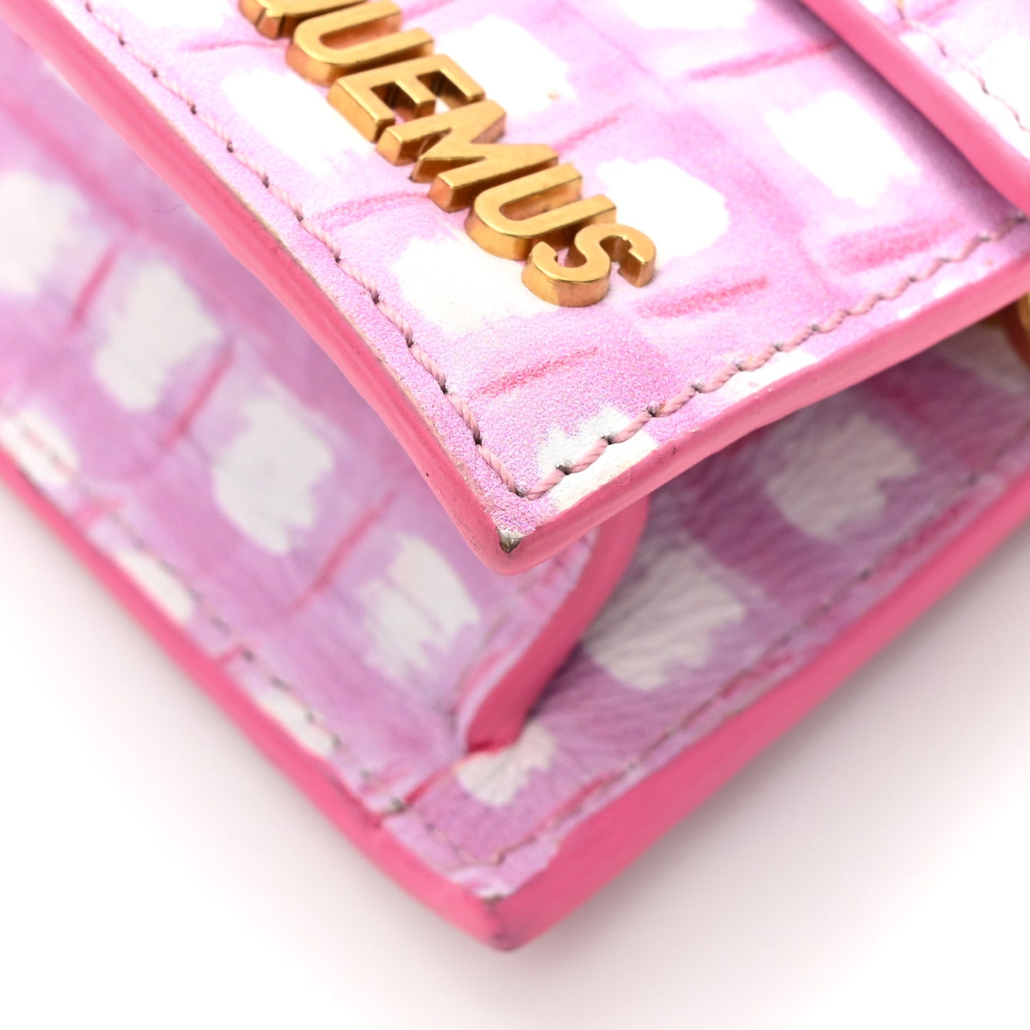 Smooth Calfskin Check Printed Le Chiquito Pink White
