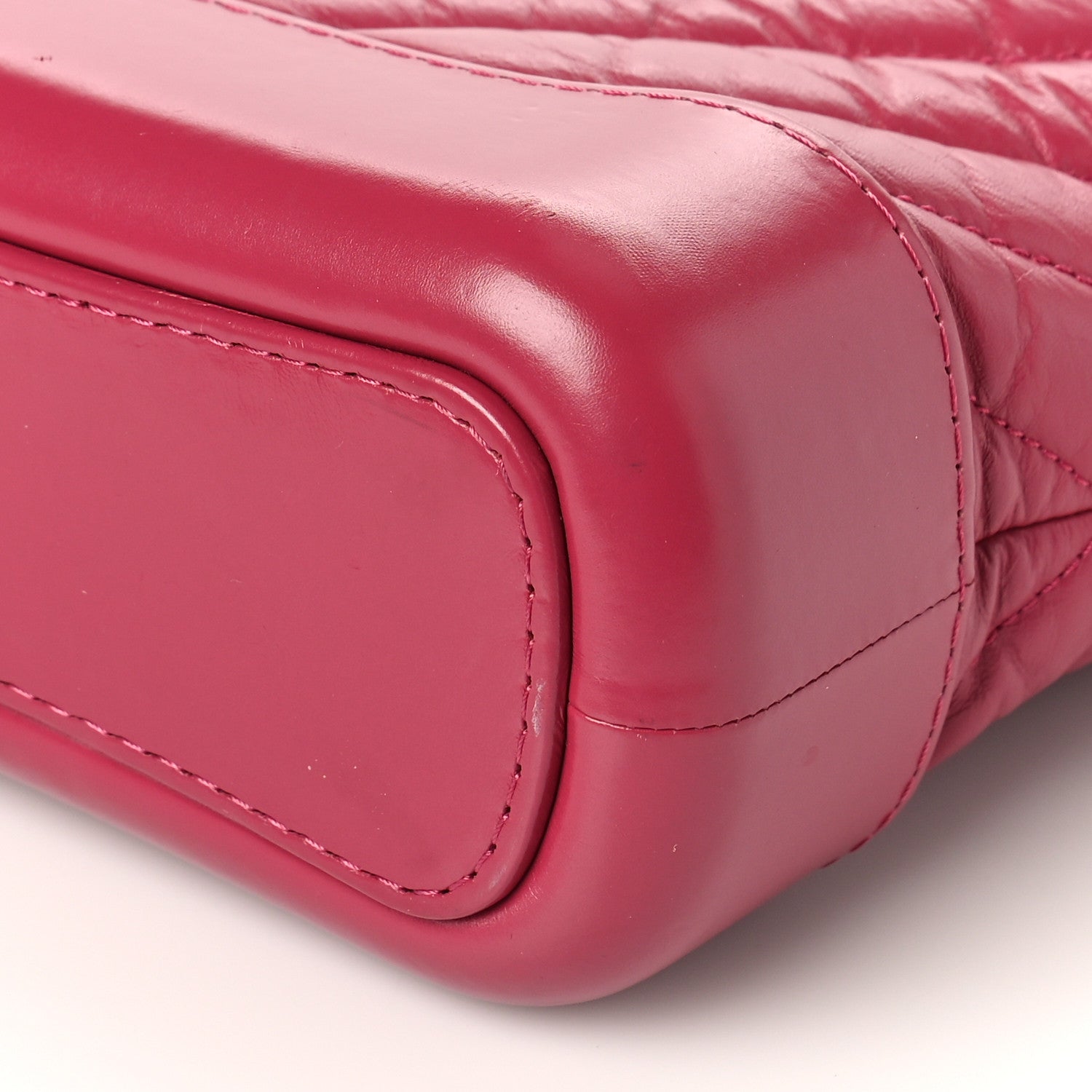 Chanel Aged Calfskin Chevron Quilted Small Gabrielle Hobo Dark Pink 9 of 10