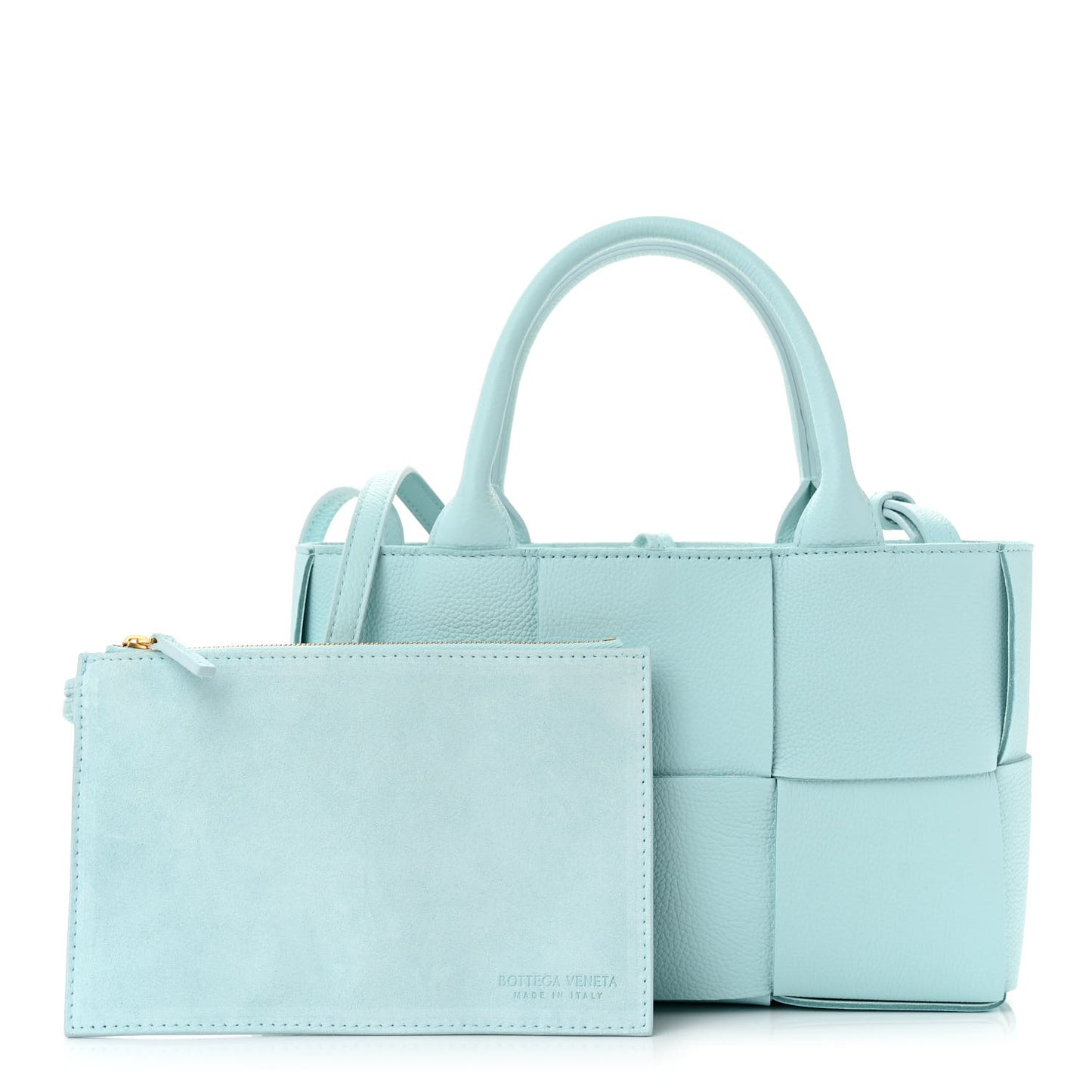 Grained Calfskin Maxi Intrecciato Mini Arco Tote Pale Blue