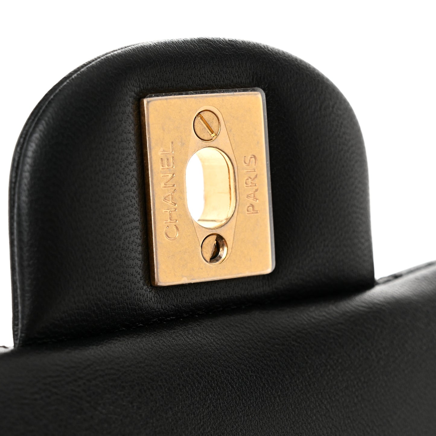Lambskin Quilted Mini Top Handle Rectangular Flap Black
