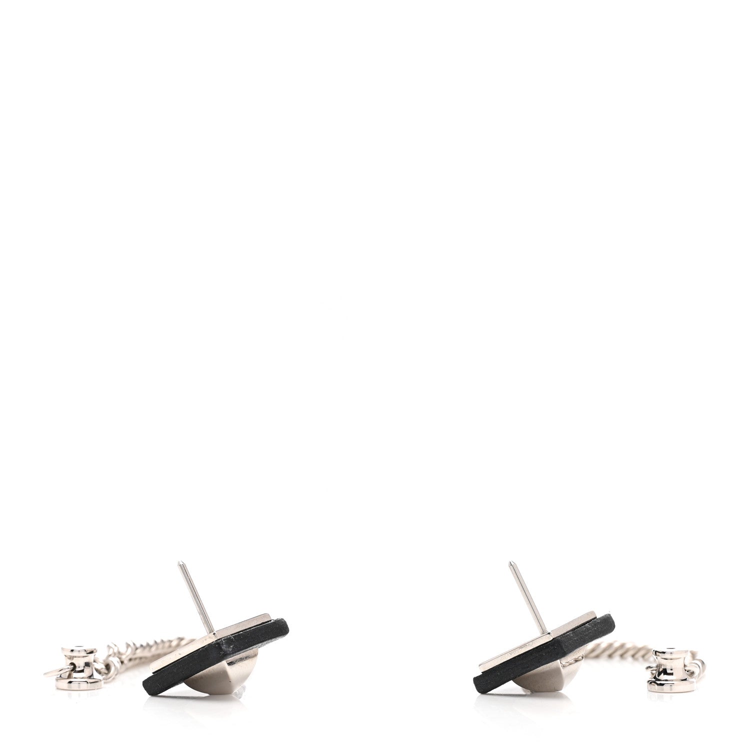 Hermes Palladium Swift Gourmette Equestre Earrings Black 3 of 4