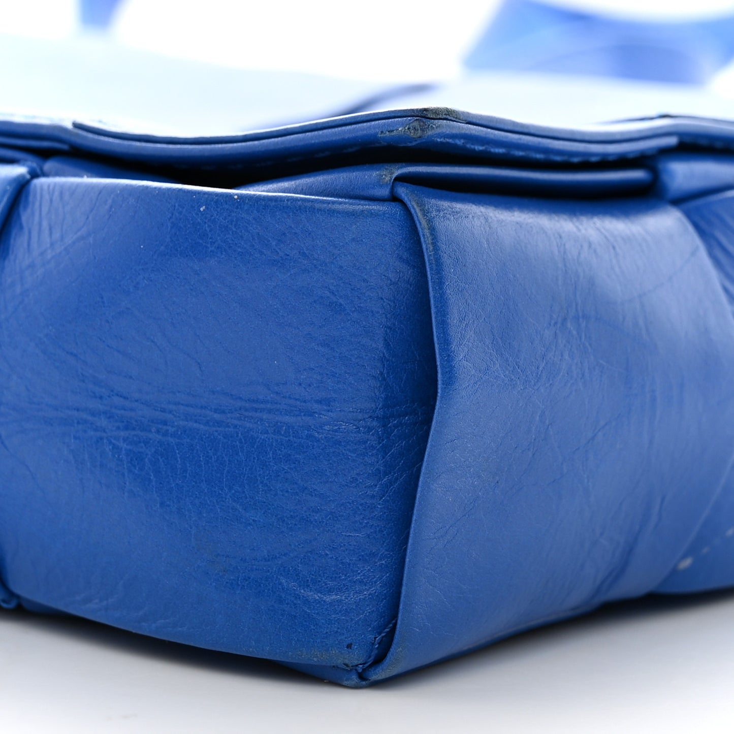 Paper Calfskin Maxi Intreccio Cassette Crossbody Bag Cobalt