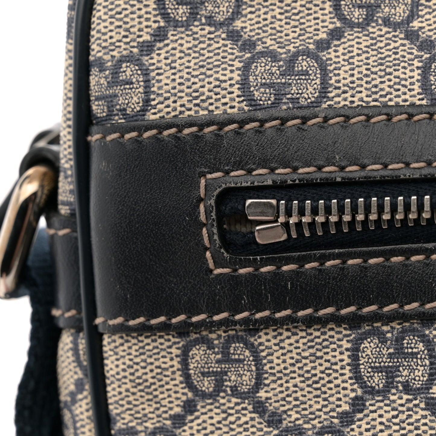 GG Plus Monogram Selleria Calfskin Medium Messenger Bag Beige Blue