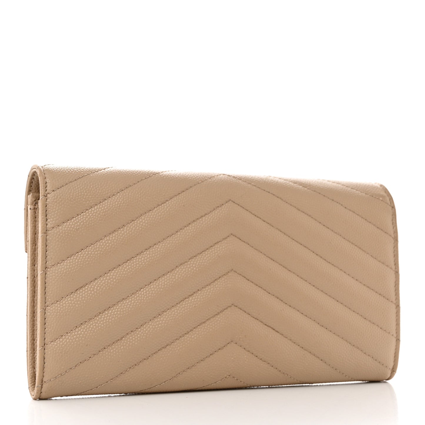 Grain De Poudre Matelasse Chevron Monogram Flap Wallet Dark Beige