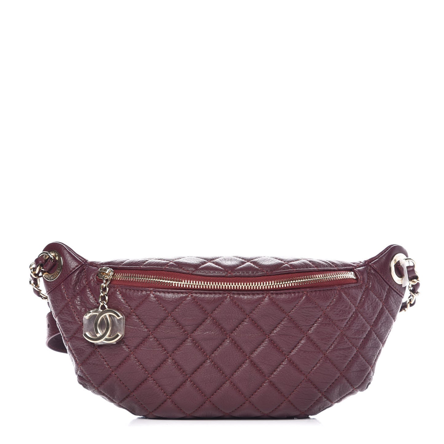 Calfskin Quilted Belt Me Up Waist Bag Burgundy