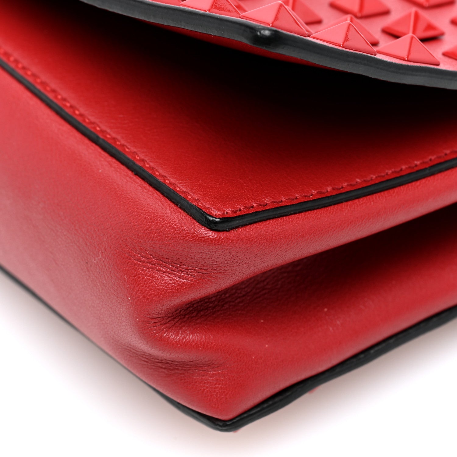 Valentino Garavani Vitello Monochrome Rockstud All Over Chain Flap Crossbody Bag Rosso Valentino 9 of 9