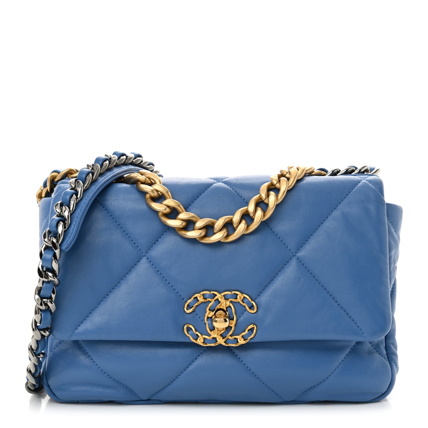 Lambskin Quilted Medium Chanel 19 Flap Blue