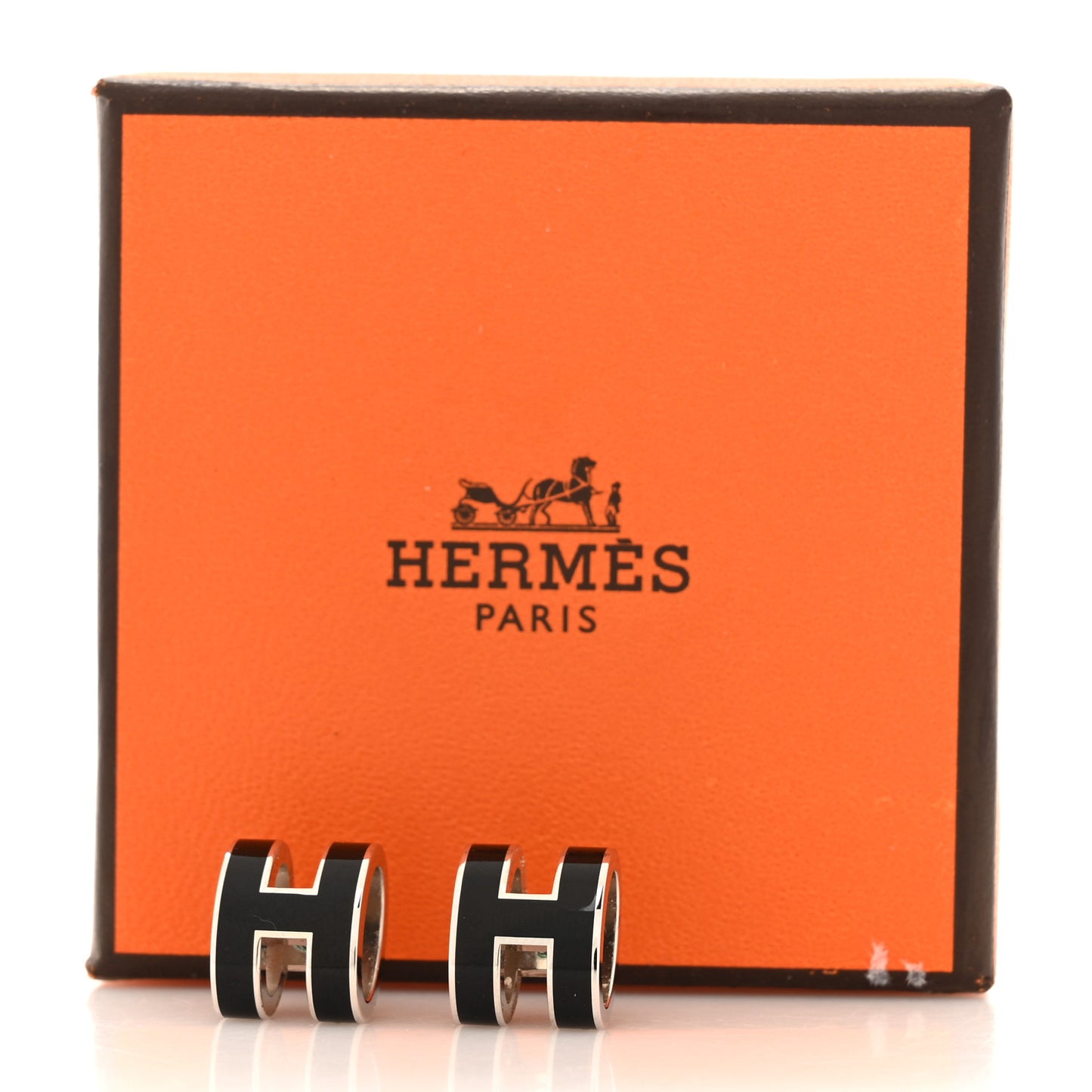 Palladium Lacquered Mini Pop H Earrings Black