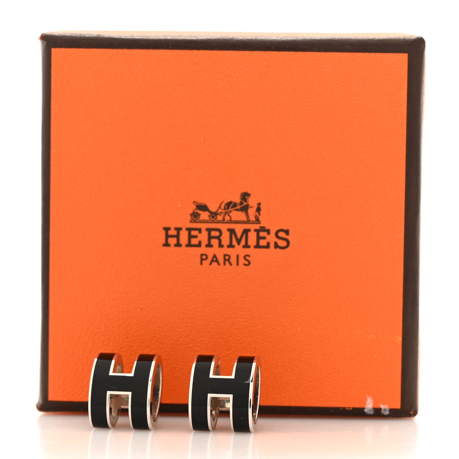 Hermes Palladium Lacquered Mini Pop H Earrings Black 4 of 4