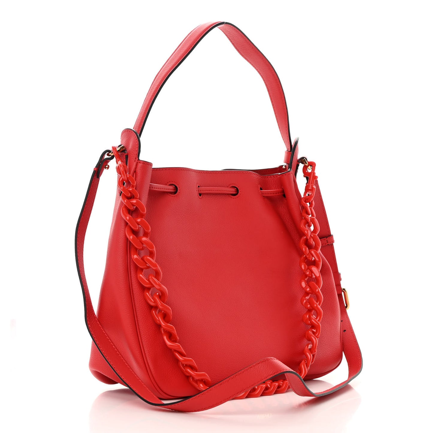 Grained Calfskin La Medusa Bucket Bag Red