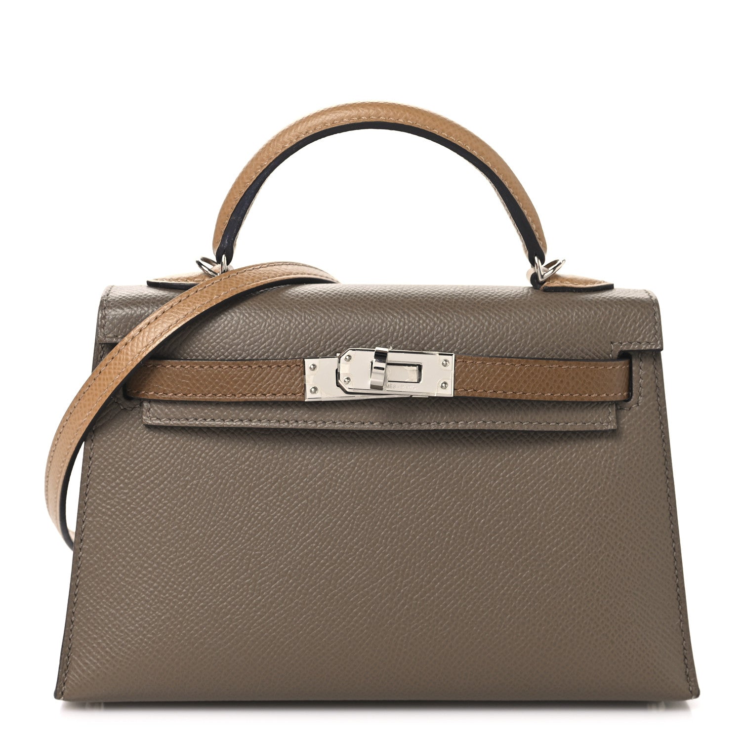 Hermes Epsom Tri-Color Mini Kelly Sellier 20 Etoupe Alezan Biscuit