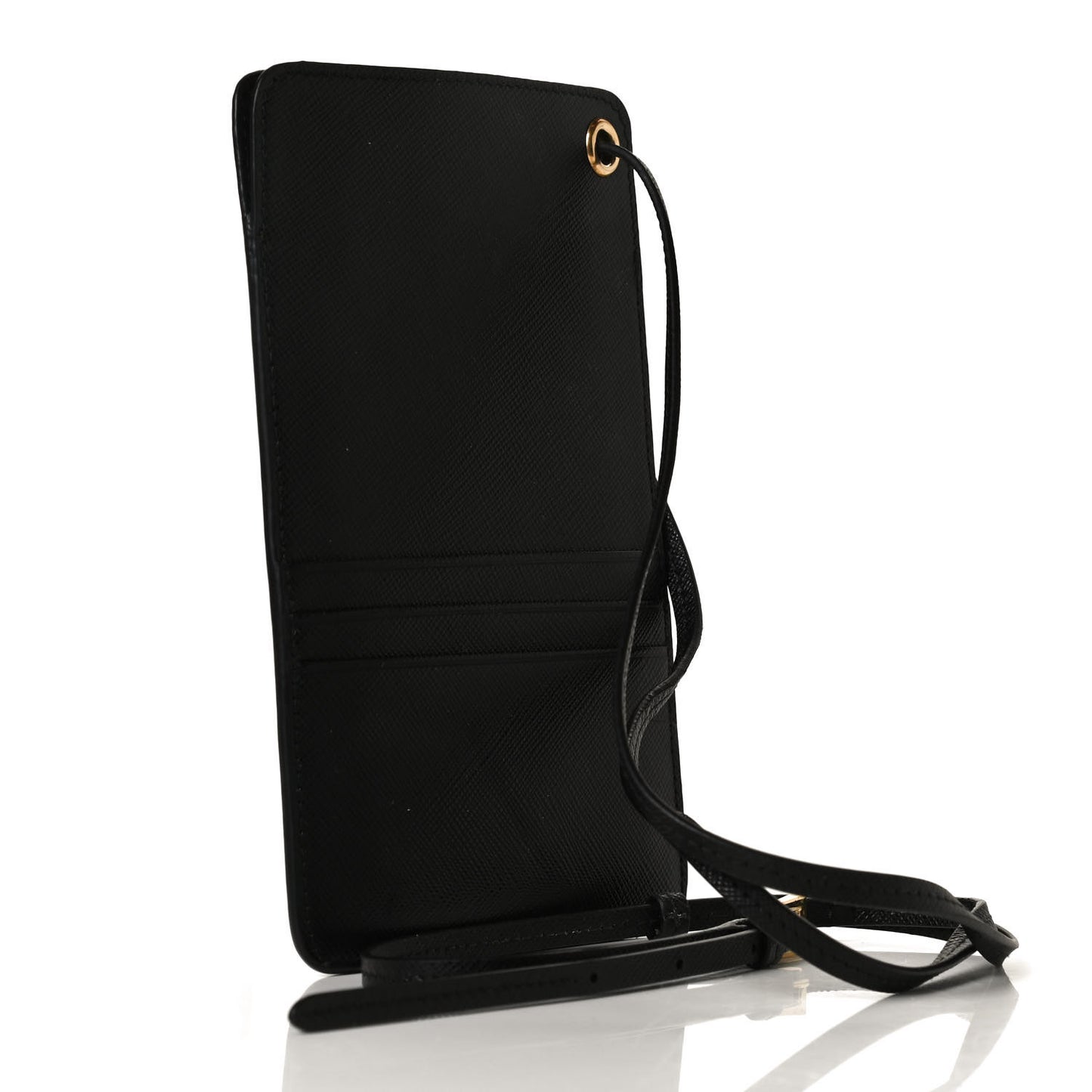 Saffiano Triangle Phone Case Pouch Black