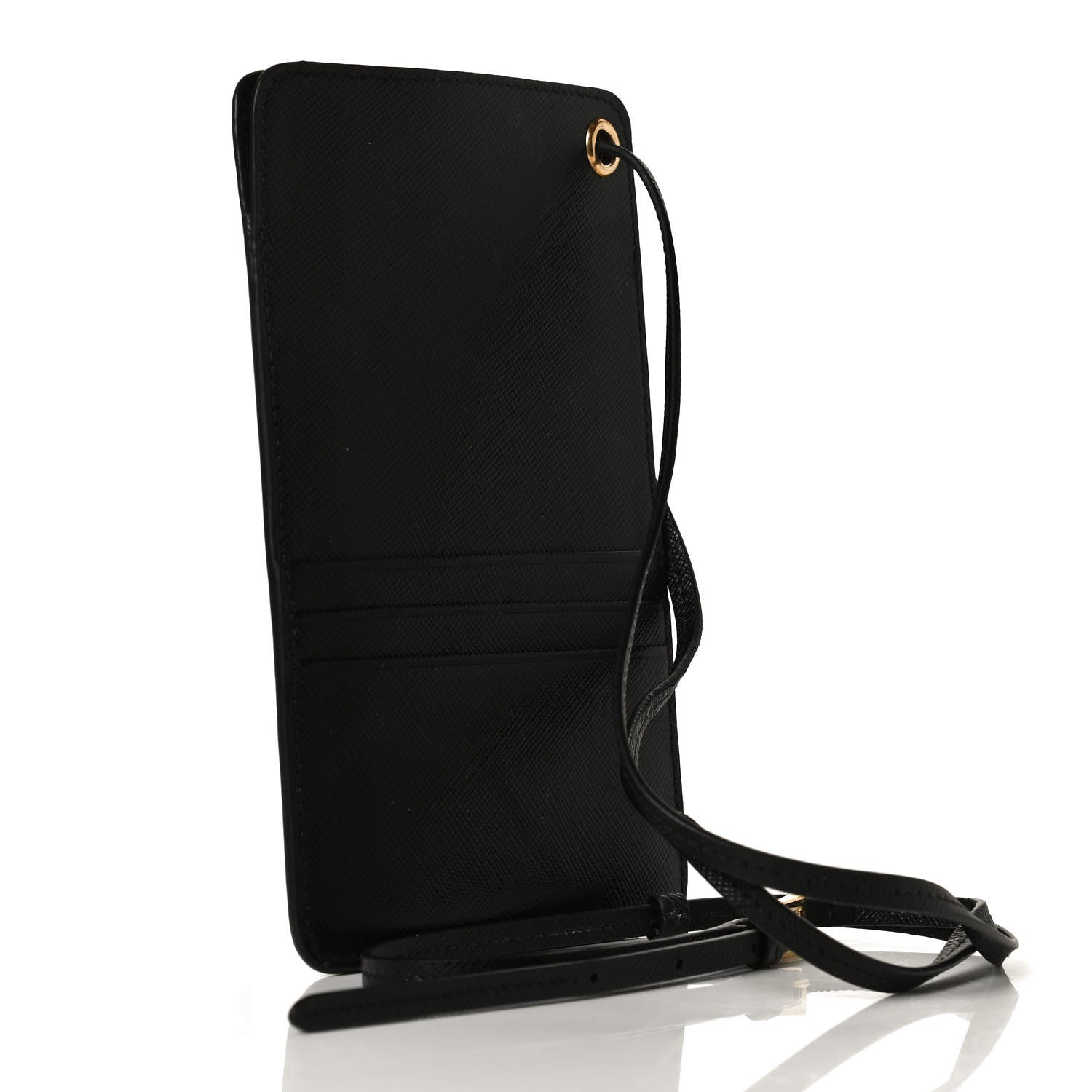 Prada Saffiano Triangle Phone Case Pouch Black 2 of 10