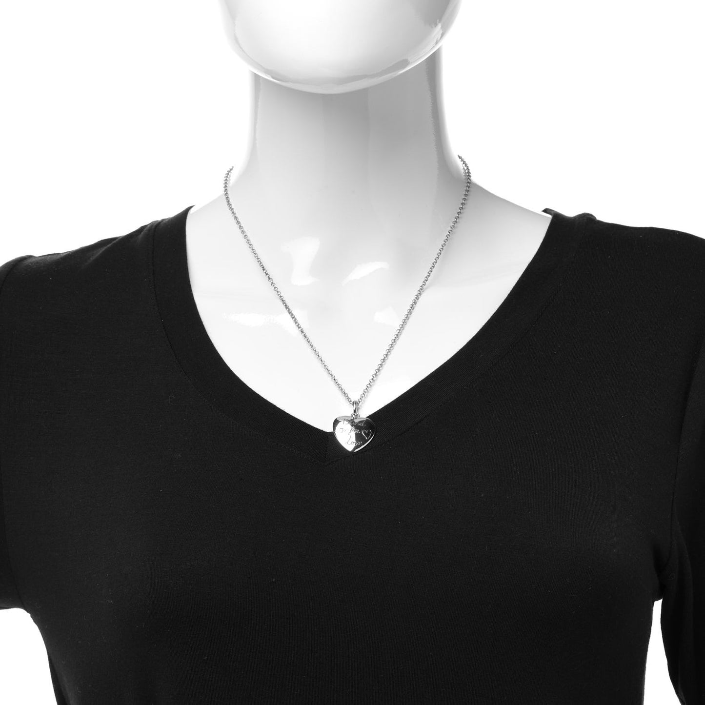 Sterling Silver Blind for Love Heart Pendant Necklace