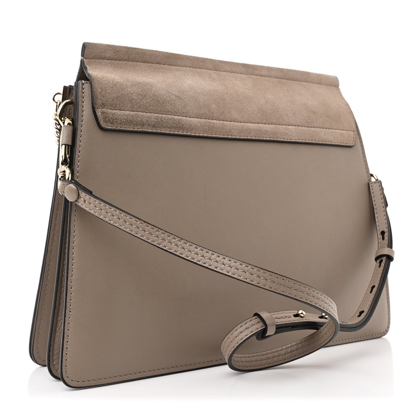 Calfskin Suede Medium Faye Shoulder Bag Motty Grey