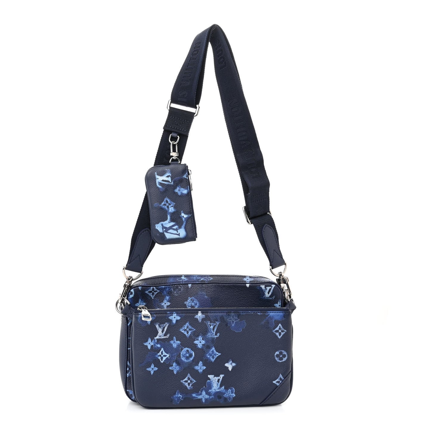 Monogram Ink Watercolor Trio Messenger Bag Blue