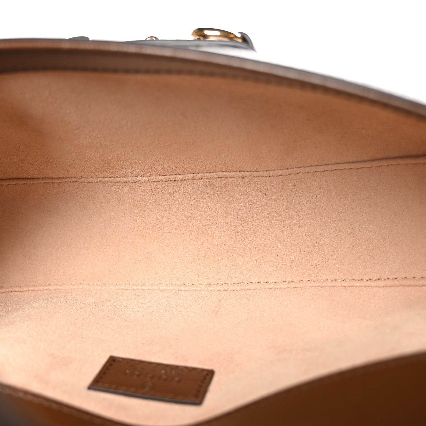 GG Supreme Monogram Small Horsebit 1955 Chain Shoulder Bag Beige Ebony Brown Sugar