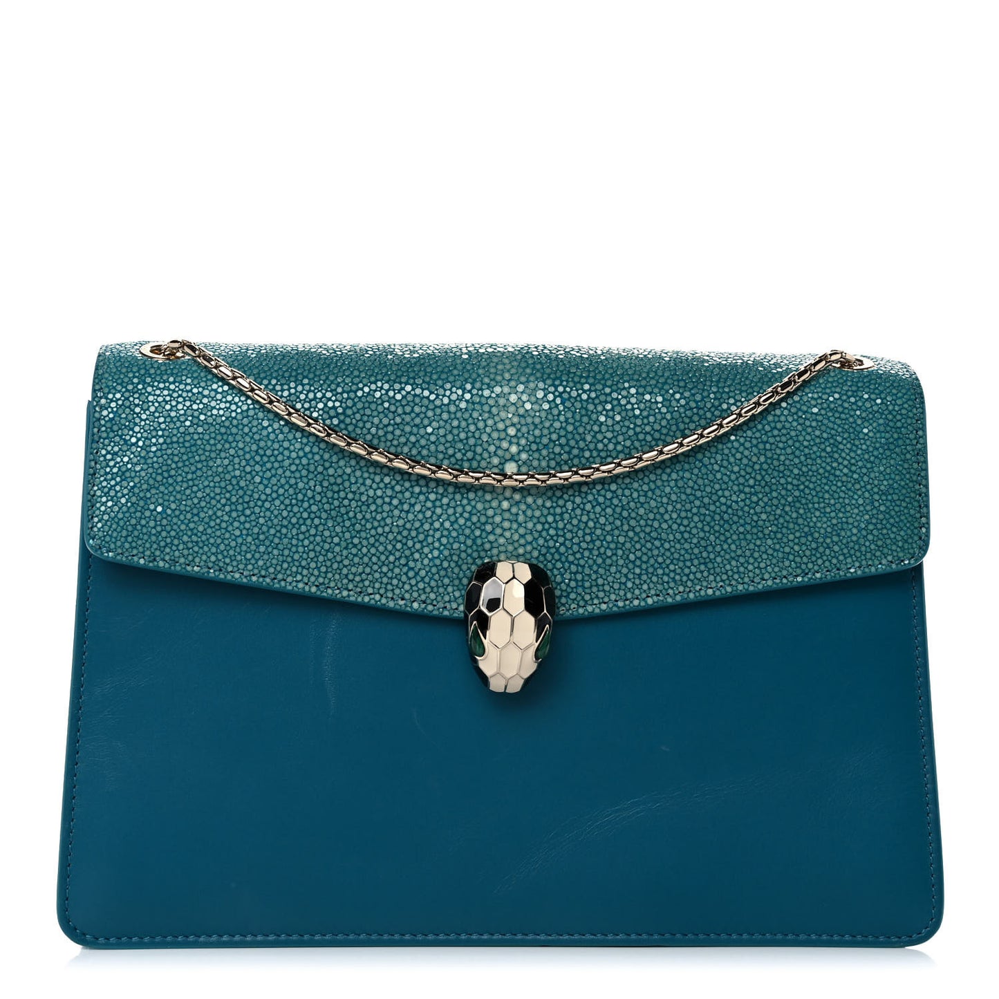 Calfskin Galuchat Serpenti Forever Shoulder Bag Blue