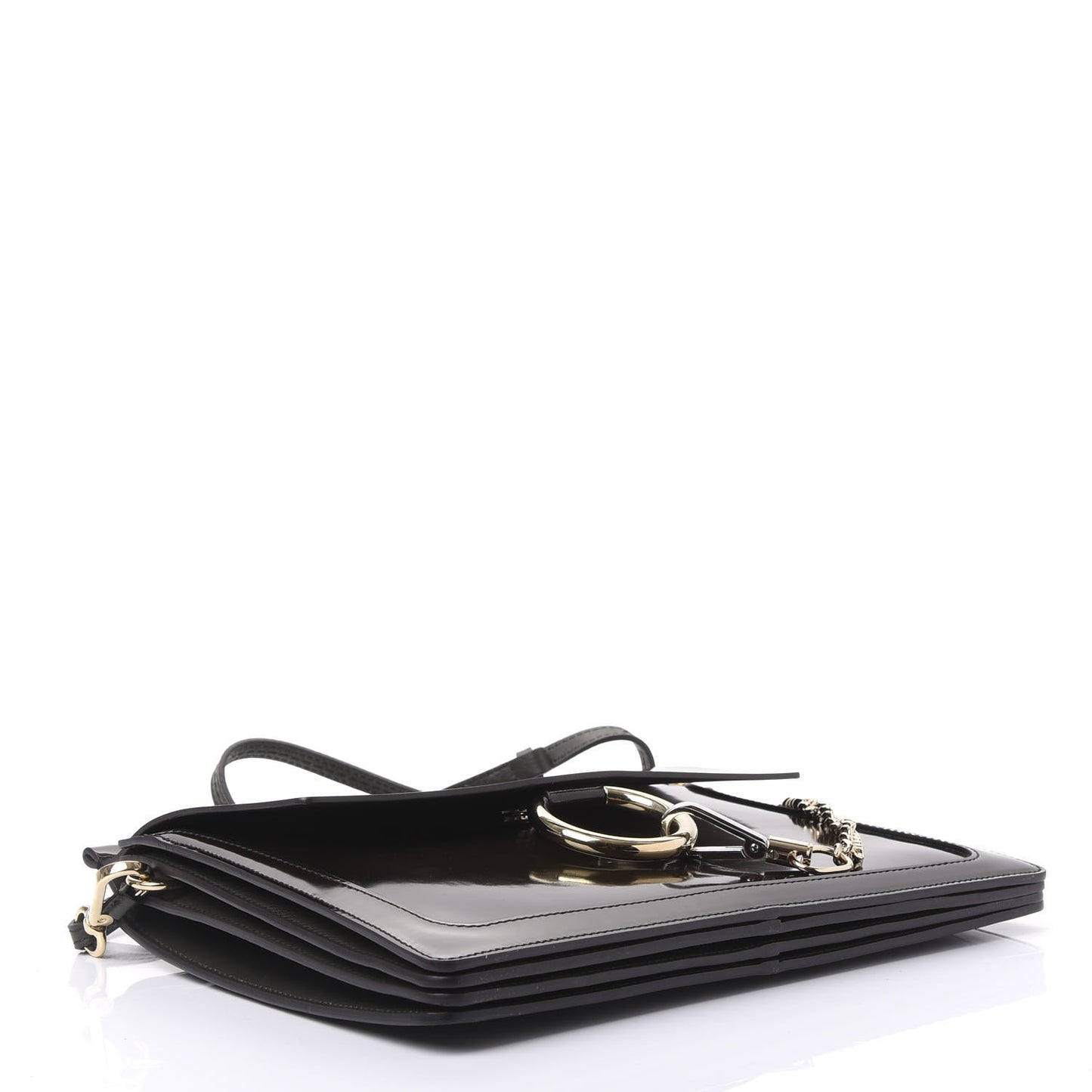 Patent Medium Faye Shoulder Bag Deep Forest