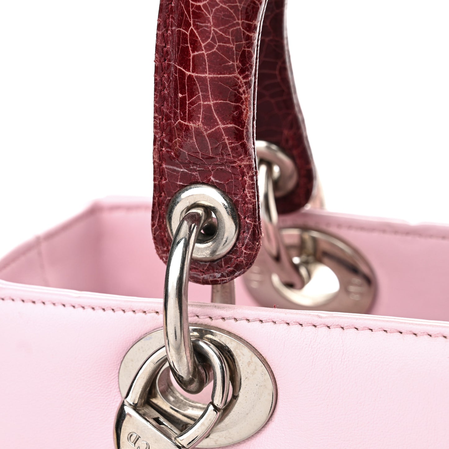 Calfskin Patent Embroidered Valentines Day Heart Medium Lady Dior Pink Multicolor