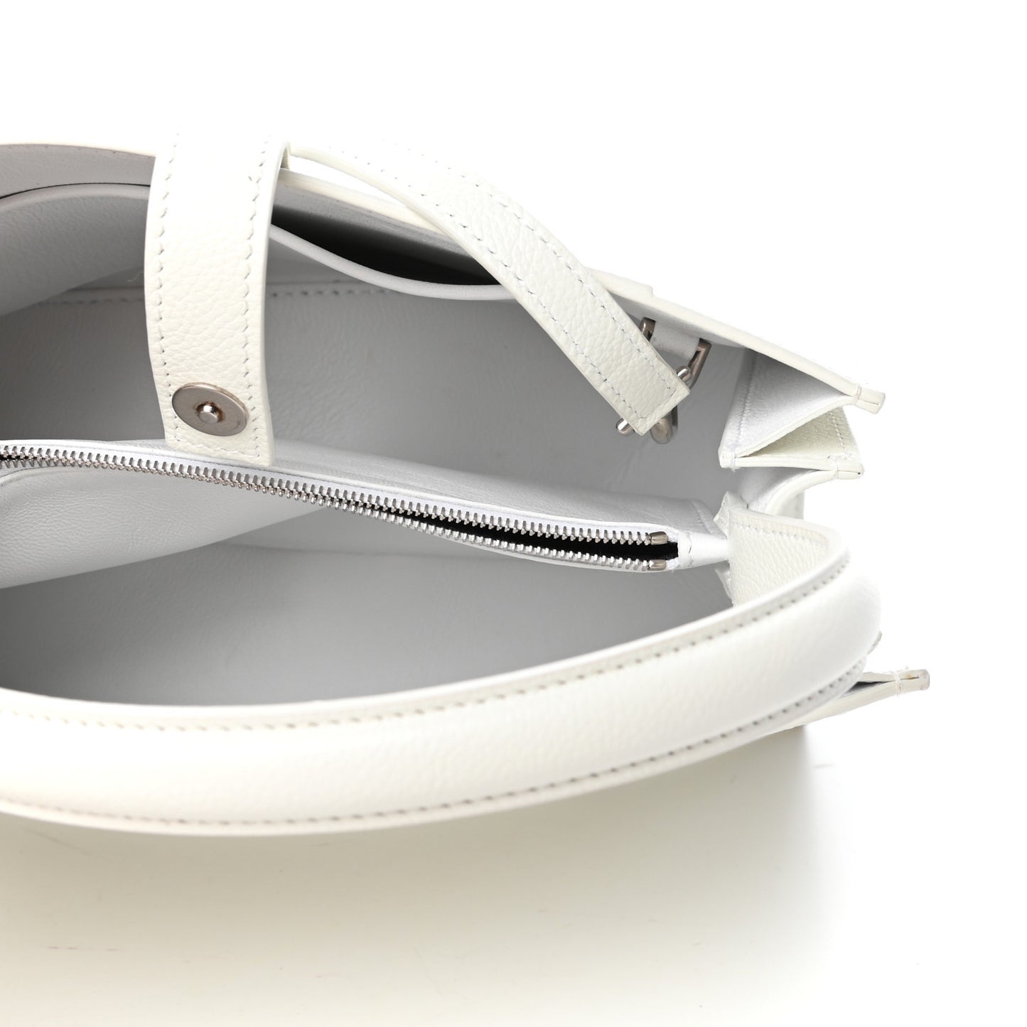 Grained Calfskin XS Hourglass East West Tote White
