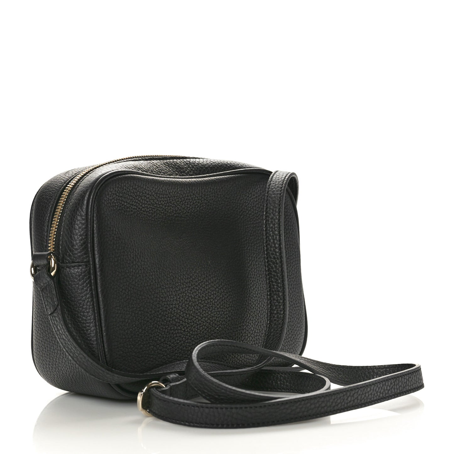 Pebbled Calfskin Small Soho Disco Bag Black