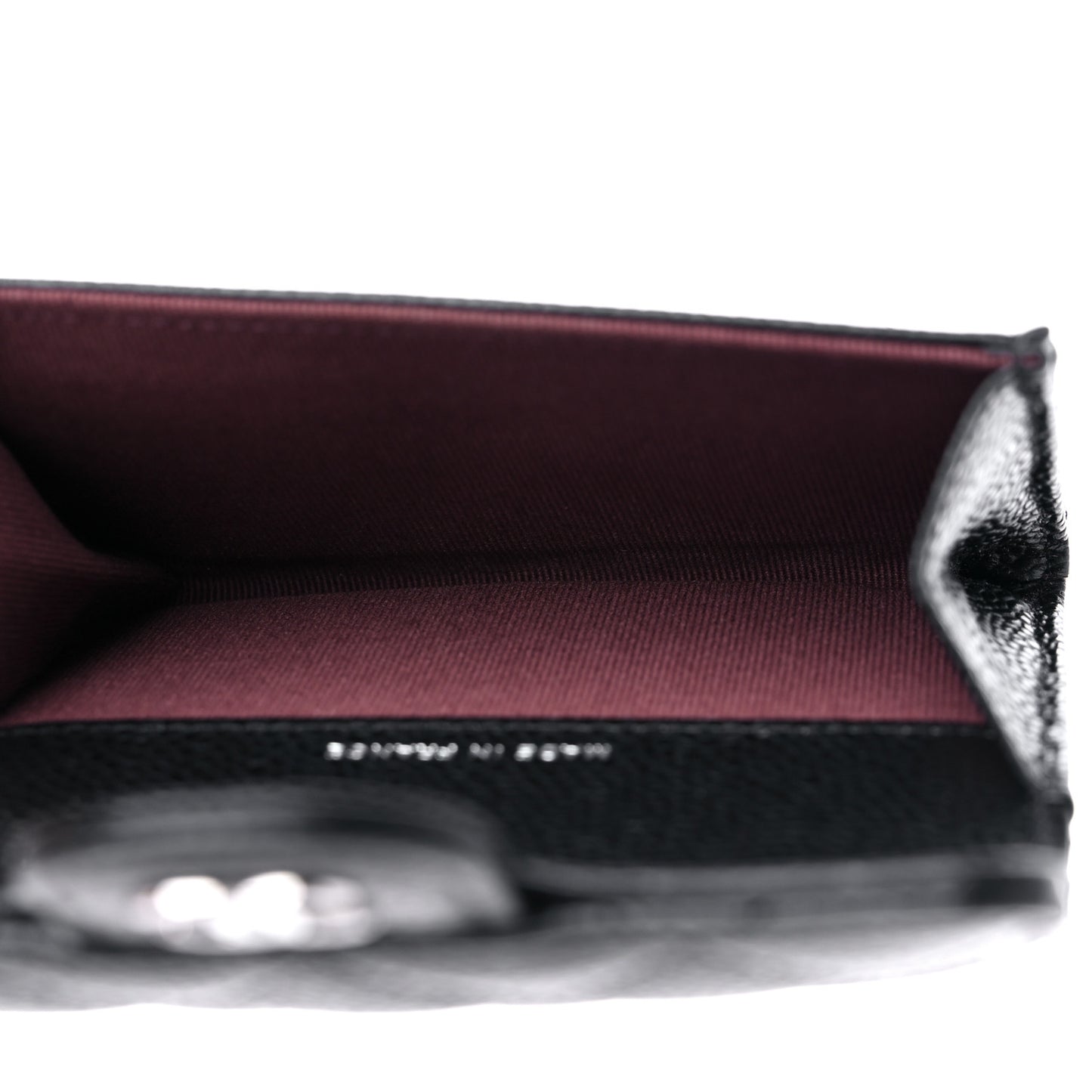 Caviar Quilted Flap Card Holder Wallet Black
