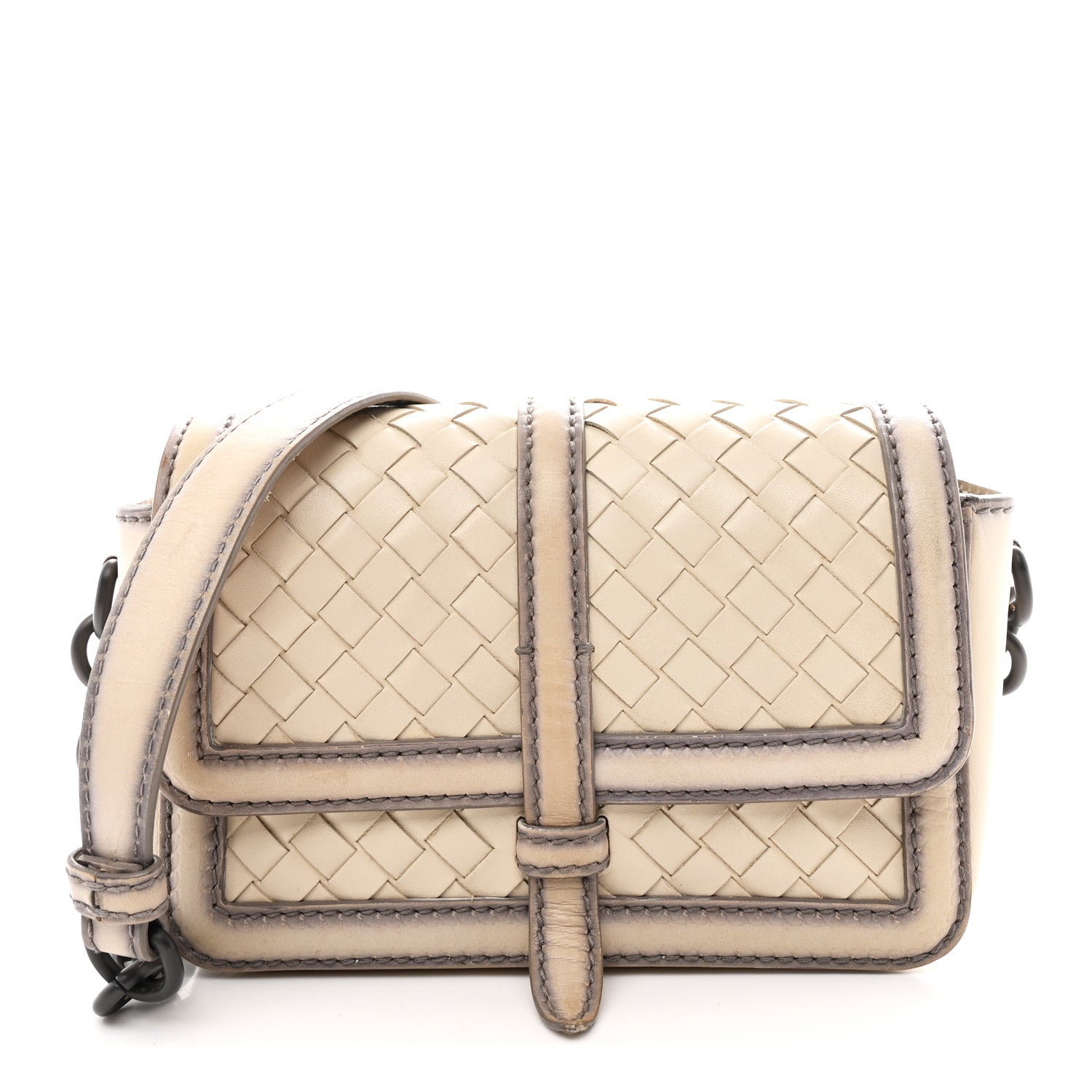 Bottega Veneta Nappa Intrecciato Flap Crossbody Ivory 1797869