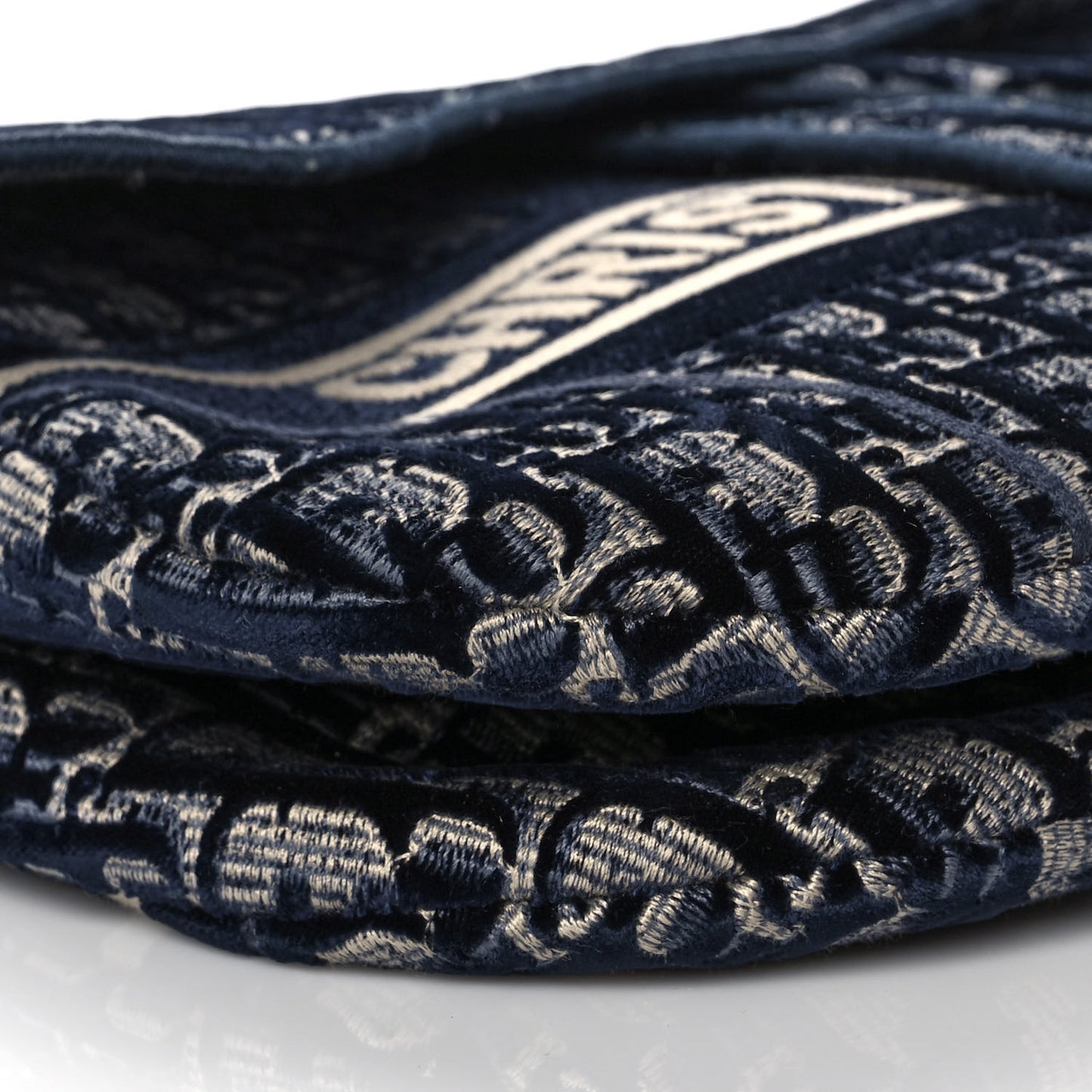 Oblique Embroidered Saddle Bag Blue