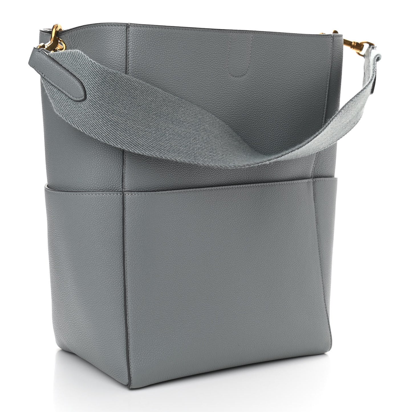 Soft Grained Calfskin Sangle Bucket Bag Storm