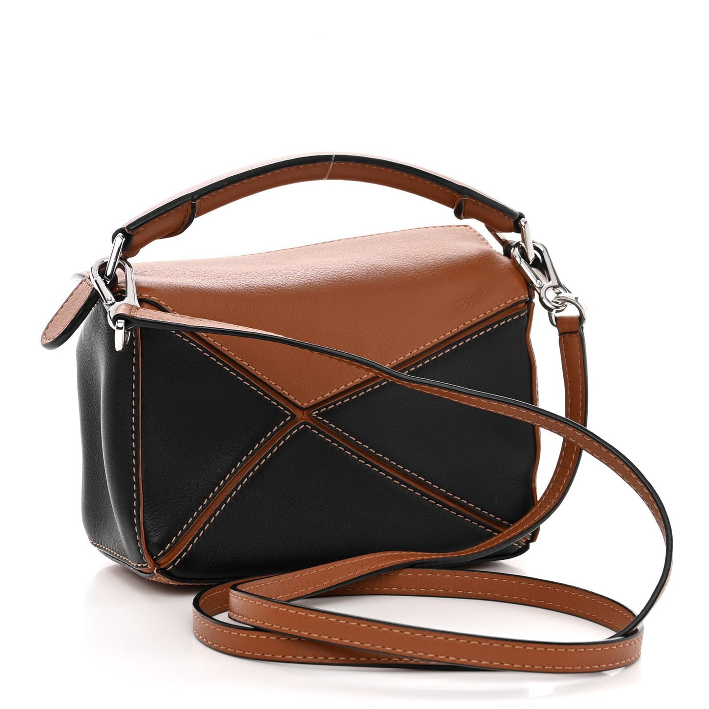 Calfskin Mini Puzzle Bag Tan Black
