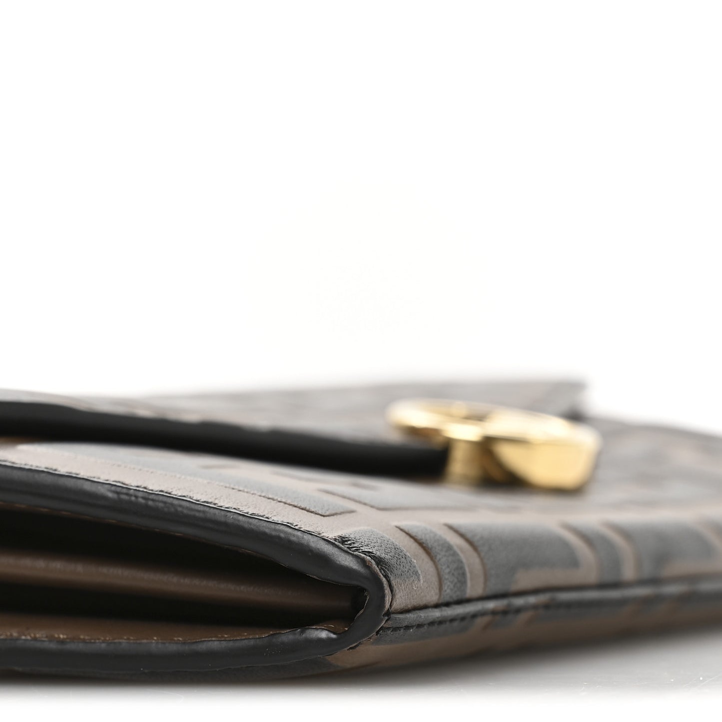 Vitello Soft F is Fendi Bi-Color FF 1974 Embossed Continental Envelope Wallet On Chain Maya Black