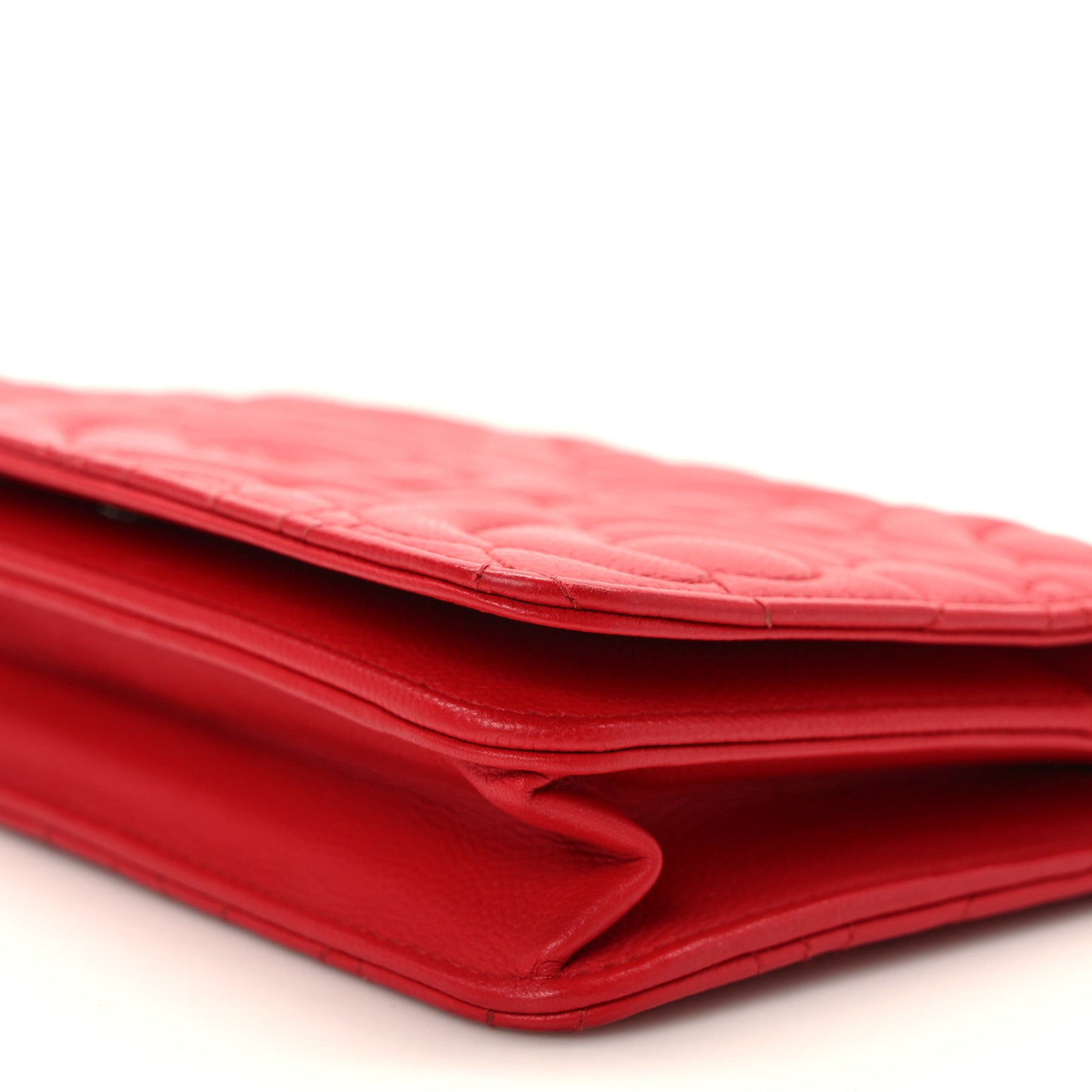 Caviar Camellia Embossed Wallet On Chain WOC Red