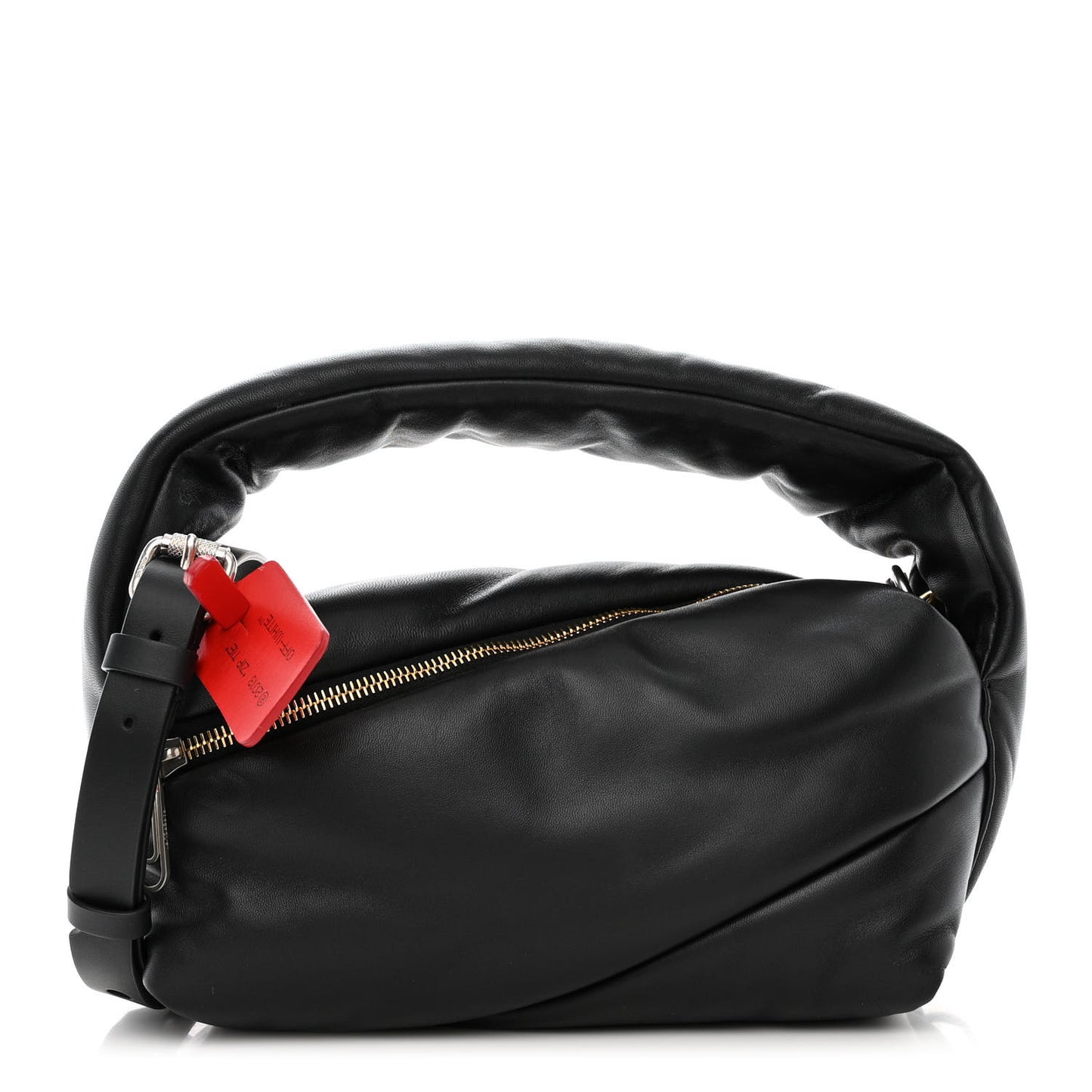 Calfskin Puffy Pump Pouch Crossbody Bag Black