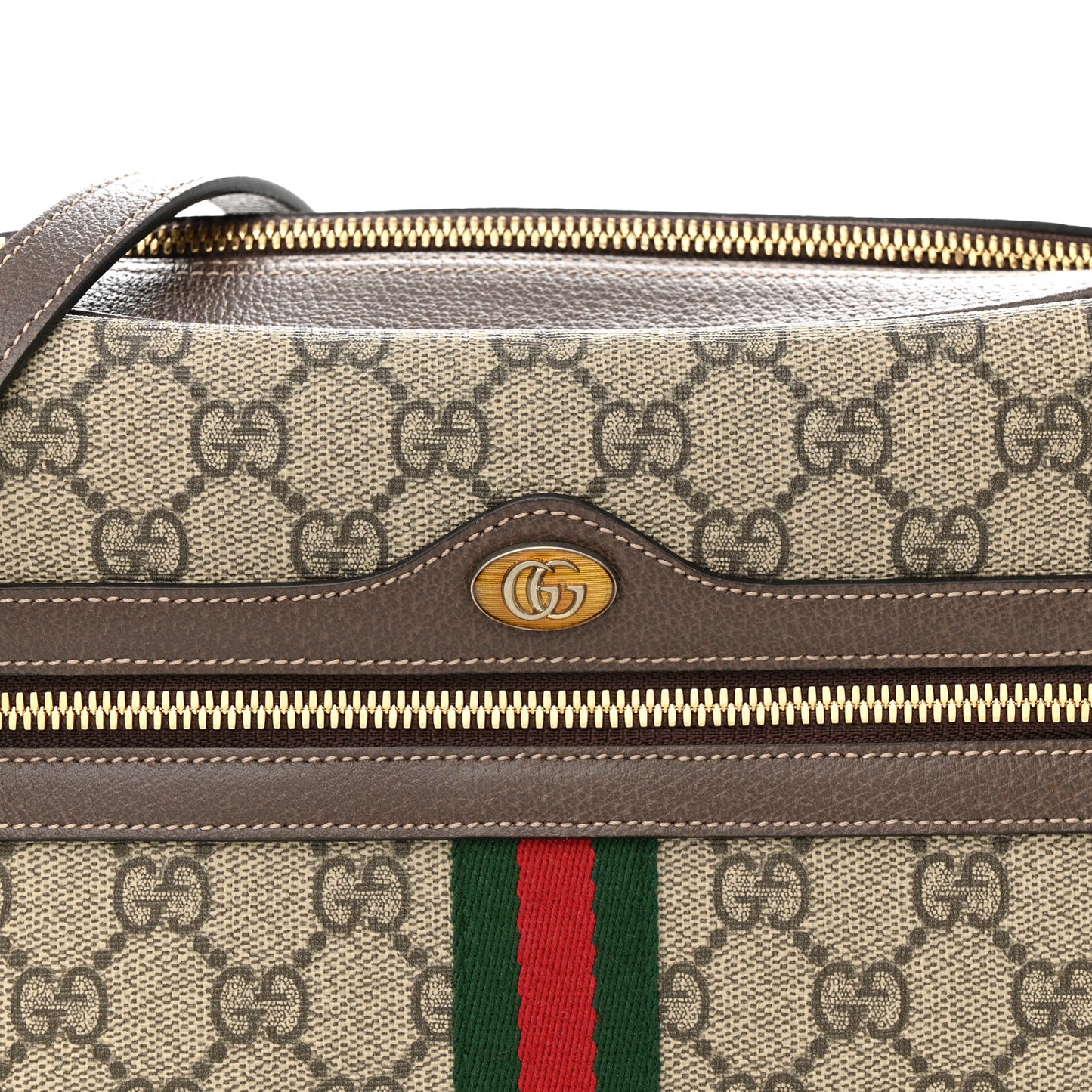 GG Supreme Monogram Web Small Ophidia Shoulder Bag Brown